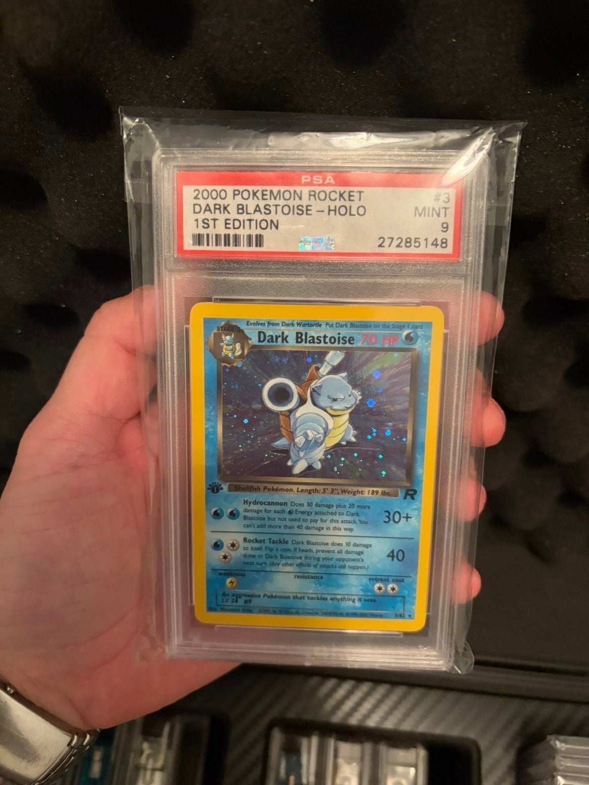 PSA 9 MINT 2000 Pokémon Rocket Dark Blastoise Holo 1st Ed, Ophalen of Verzenden, Zo goed als nieuw, Losse kaart, Foil