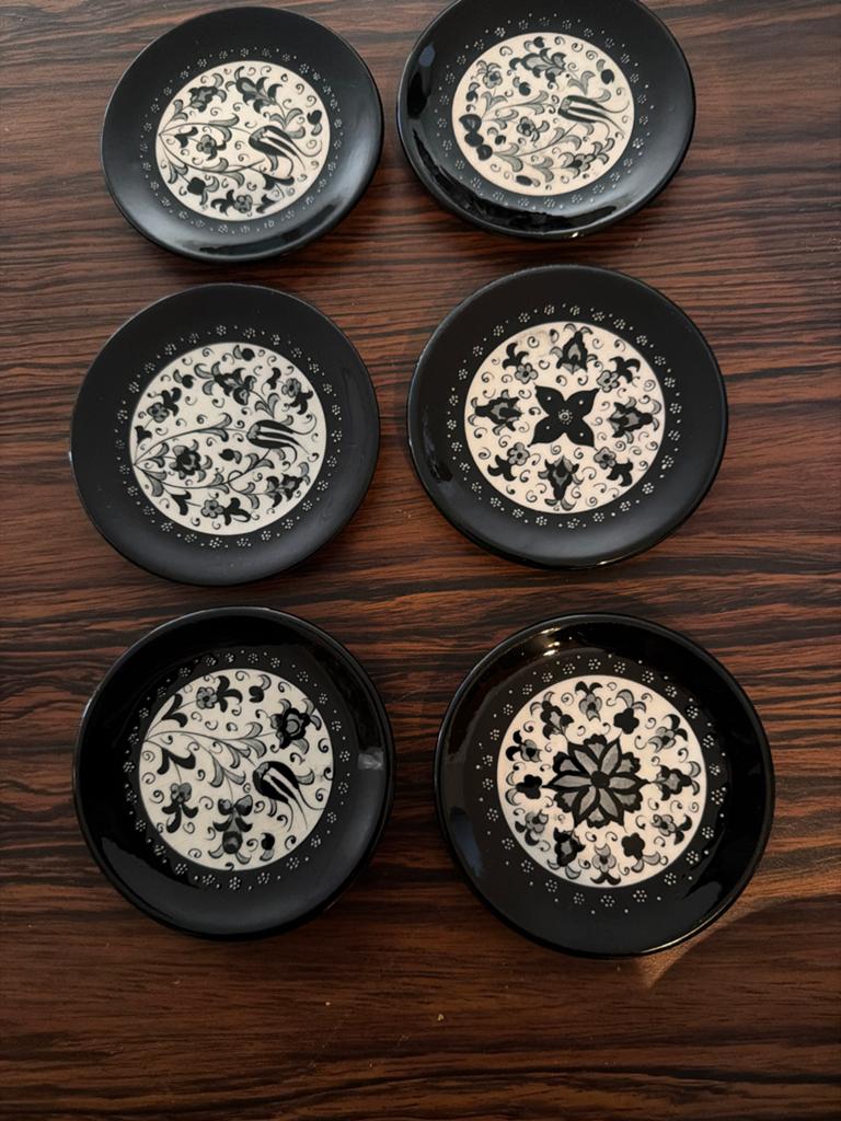 Set van 6 handgeschilderde Turkse onderzetters/schaaltjes, Verzenden