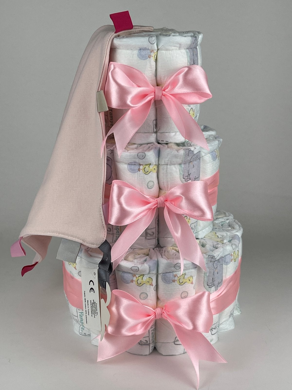 Roze Luiertaart met Knuffeldoekje - Perfect Kraamcadeau, Ophalen of Verzenden, Nieuw, Kraamcadeau