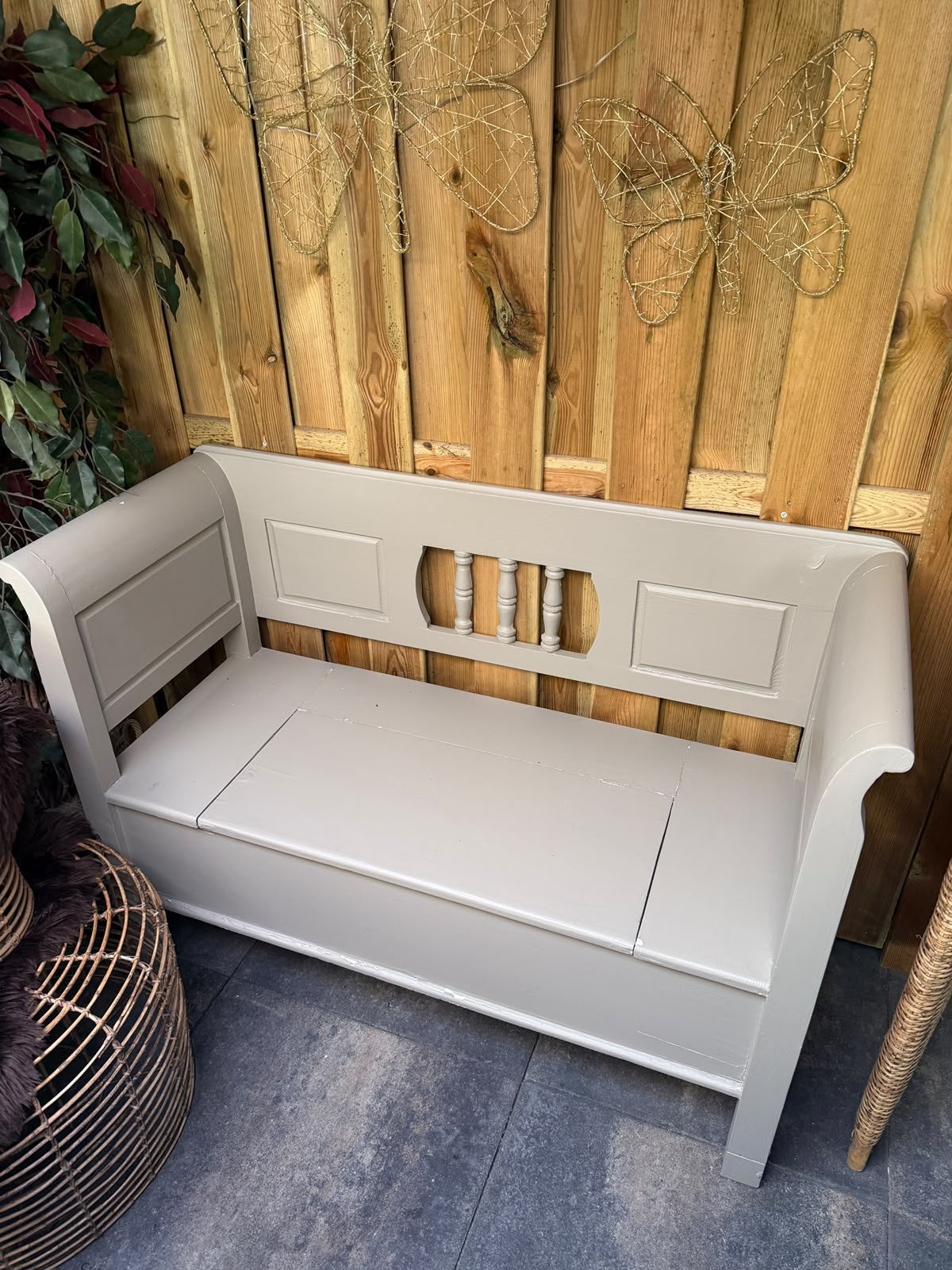 Bankje 120 breed, Ophalen, Gebruikt, Hout