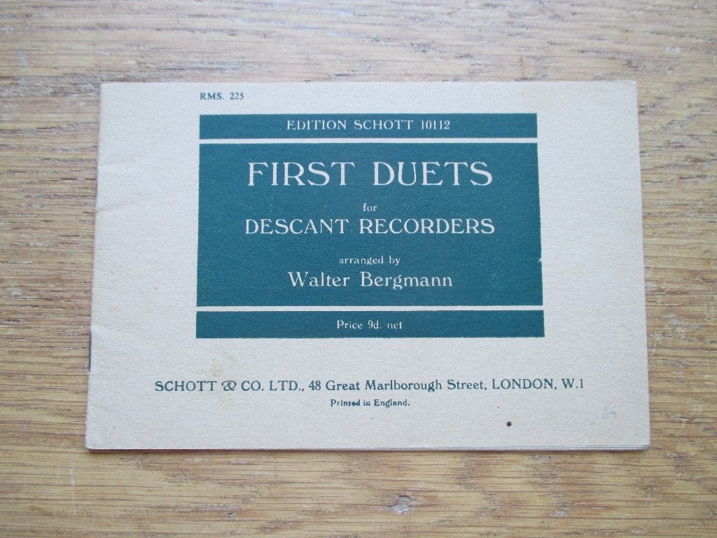 First Duets for Descant Recorders Walter Bergmann -blokfluit, Muziek en Instrumenten, Gebruikt, Klassiek, Ophalen of Verzenden
