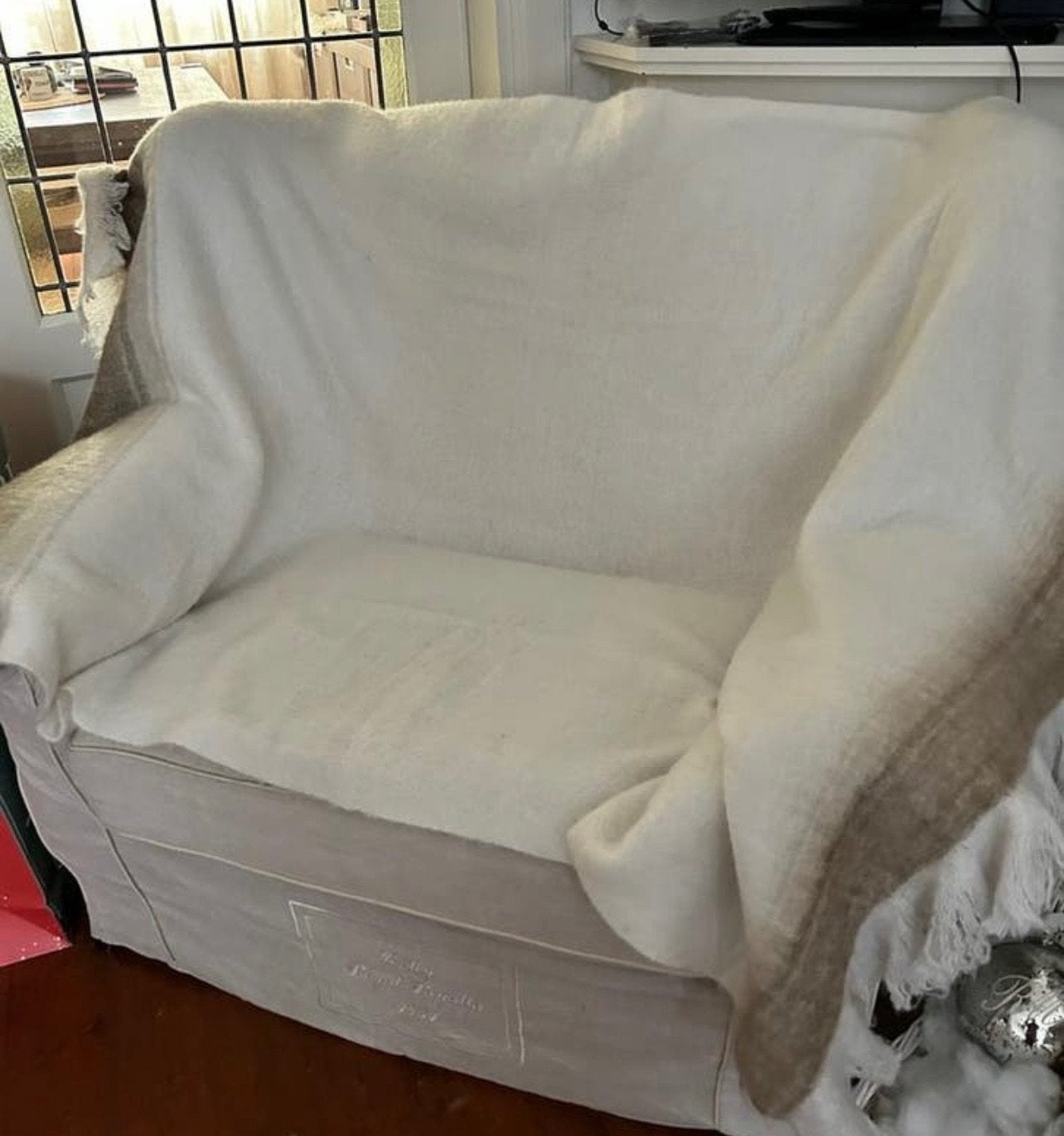 Riviera Maison love seat beige/ bodemprijs!!!, Ophalen, Gebruikt, 75 tot 100 cm, Riviera Maison