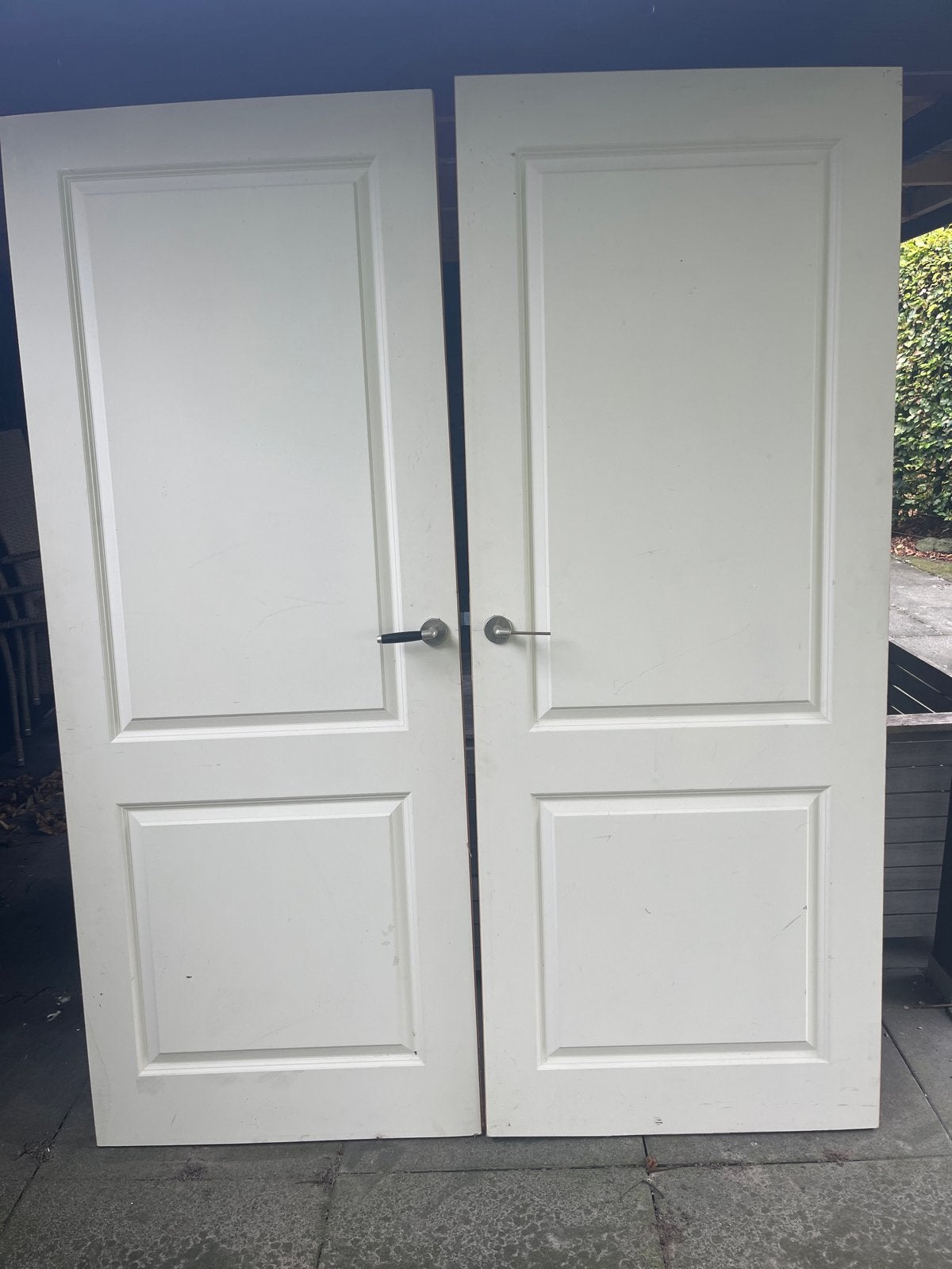 Set van 2 witte binnendeuren met handgrepen, Gebruikt, 80 tot 100 cm, Binnendeur, Ophalen of Verzenden