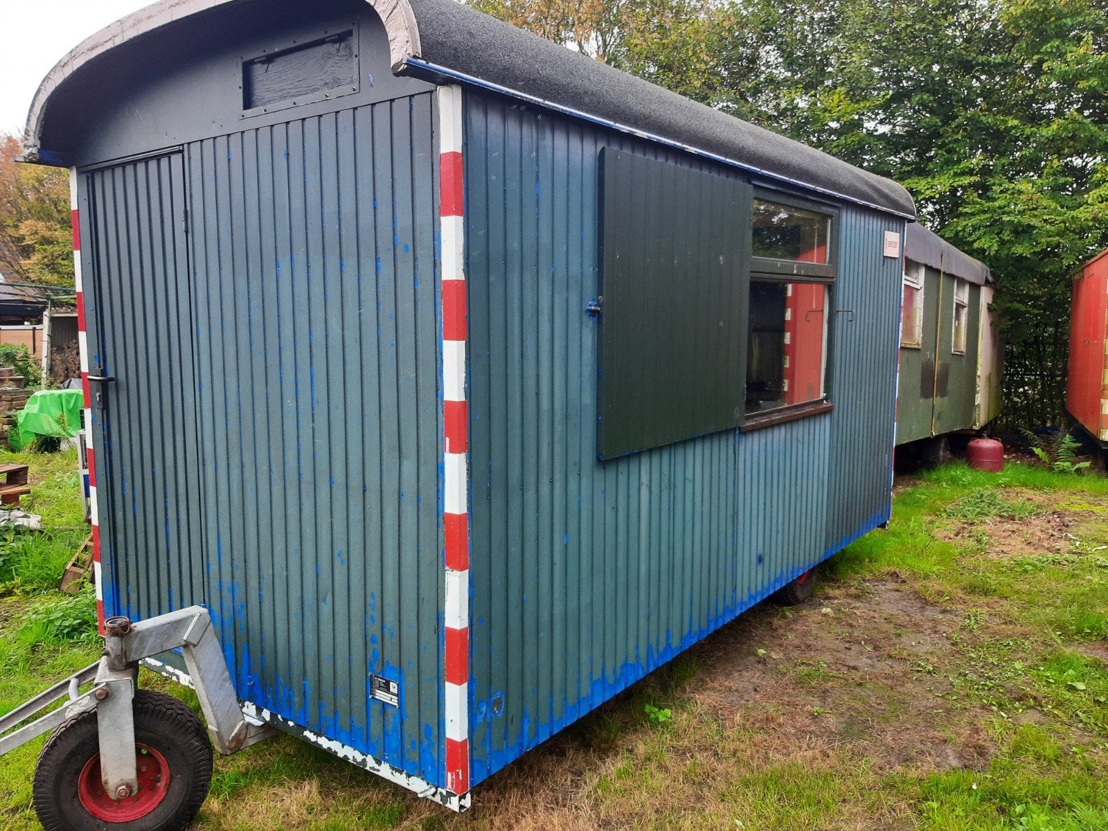 schaftkeet bouwkeet schaftwage B&B pipowagen kantoor camping, Doe-het-zelf en Verbouw, Ophalen of Verzenden, Bouwkeet, Bouwkeet