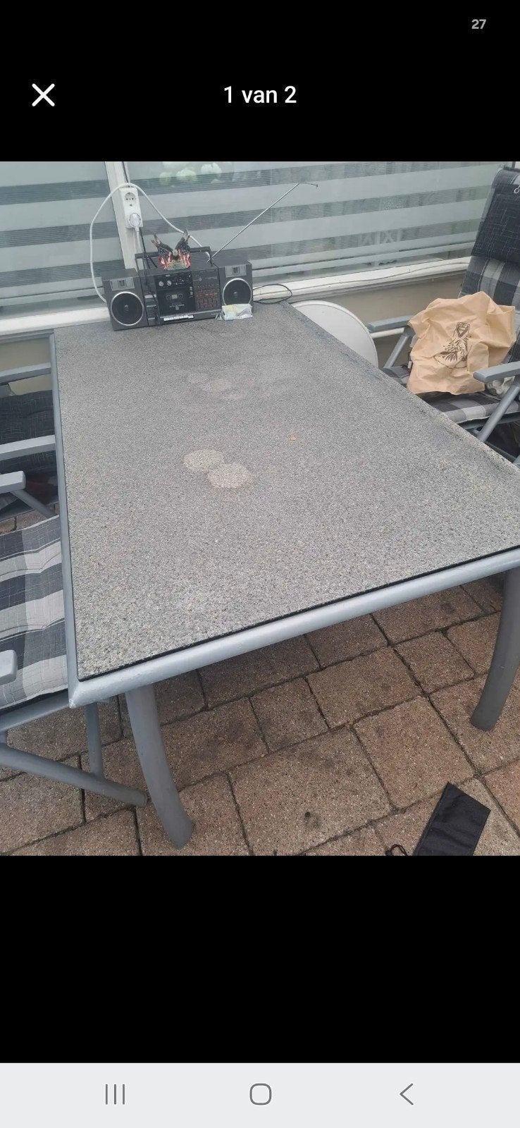 Mooie nette tuintafel met dikke glasplaat, Ophalen, Gebruikt, Vierkant, Aluminium