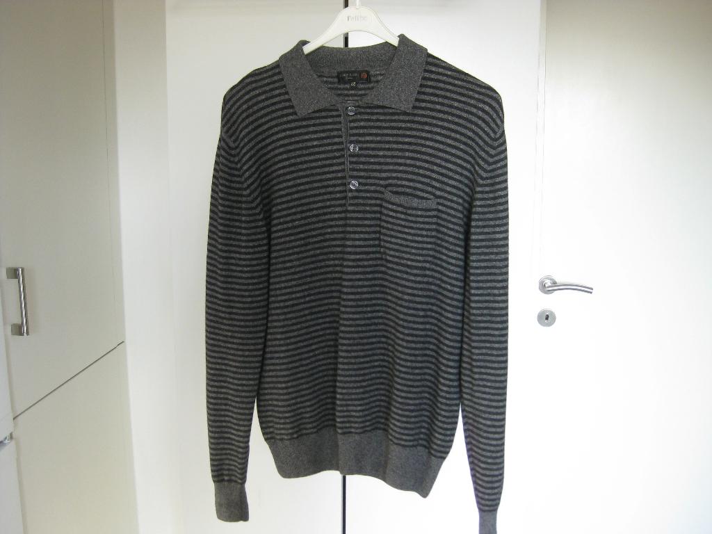 Corneliani Wollen Polo Cashmere/ Silk Zwart/Grijs Maat 48, Corneliani, Maat 48/50 (M), Zwart, Ophalen of Verzenden