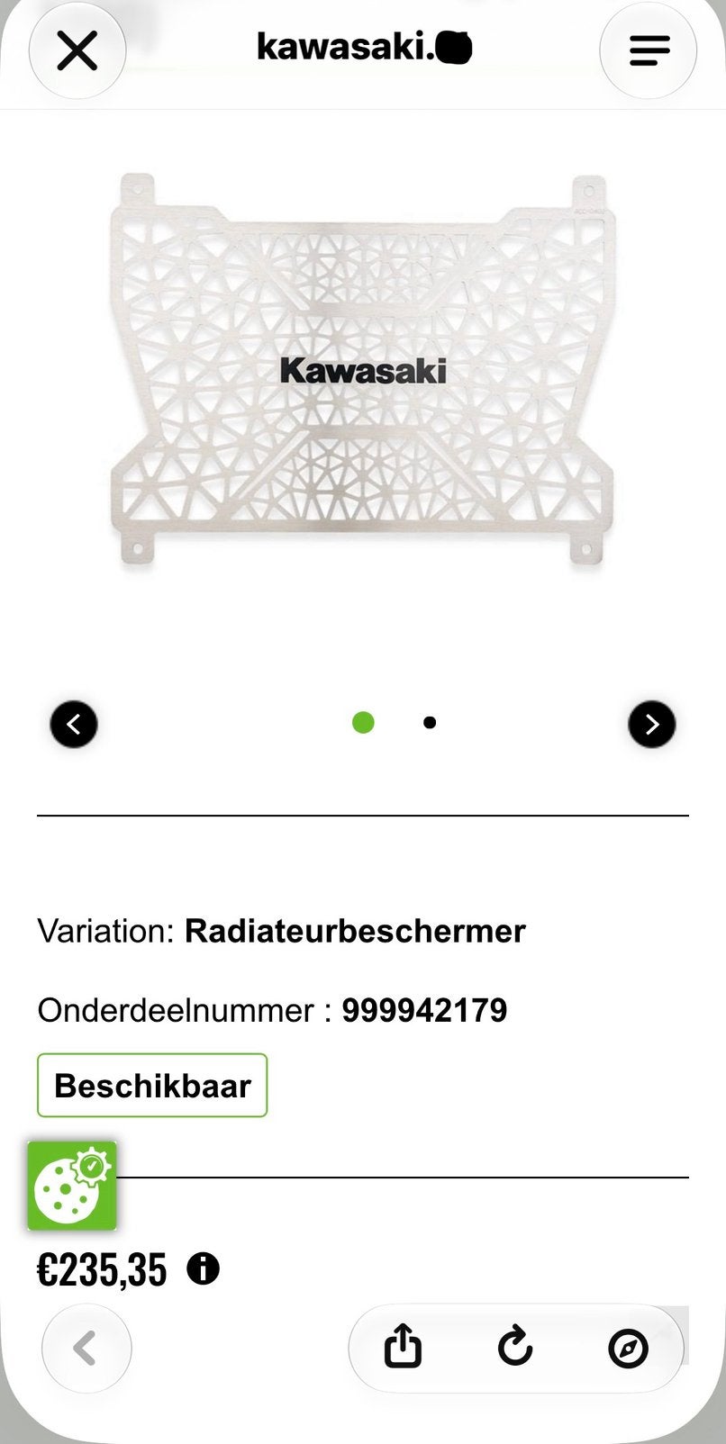 Radiatorbeschermer Kawasaki Versys 1100 origineel Kawasaki, Ophalen, Nieuw