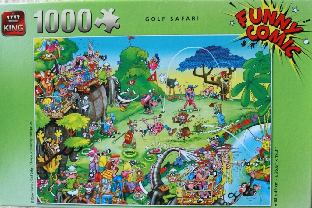 King, Funny Comic puzzels, 1000 stukjes, Golf safari, Ophalen, 500 t/m 1500 stukjes, Zo goed als nieuw, Legpuzzel