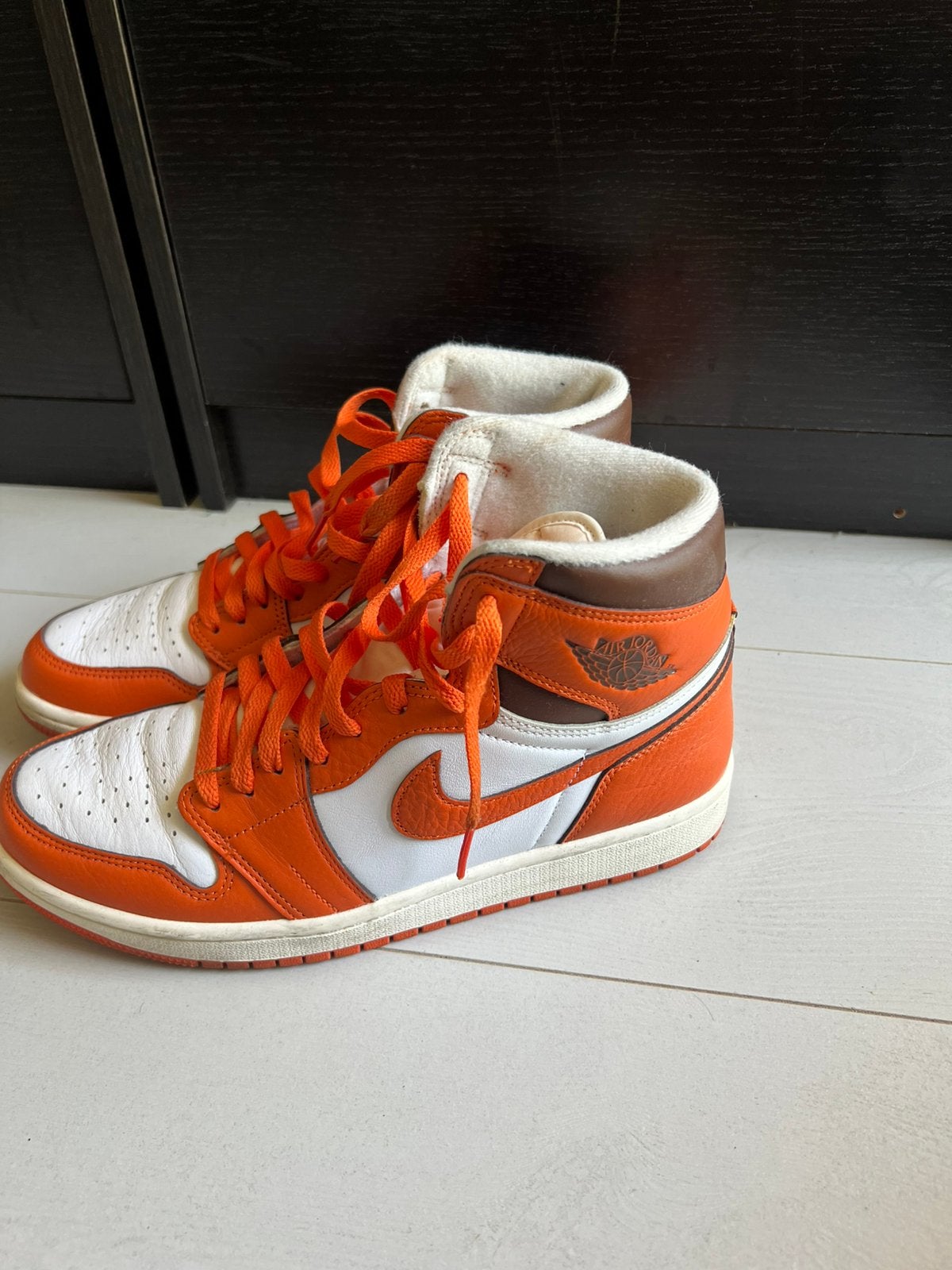 Oranje Air jordan 1, Ophalen, Zo goed als nieuw, Schoenen