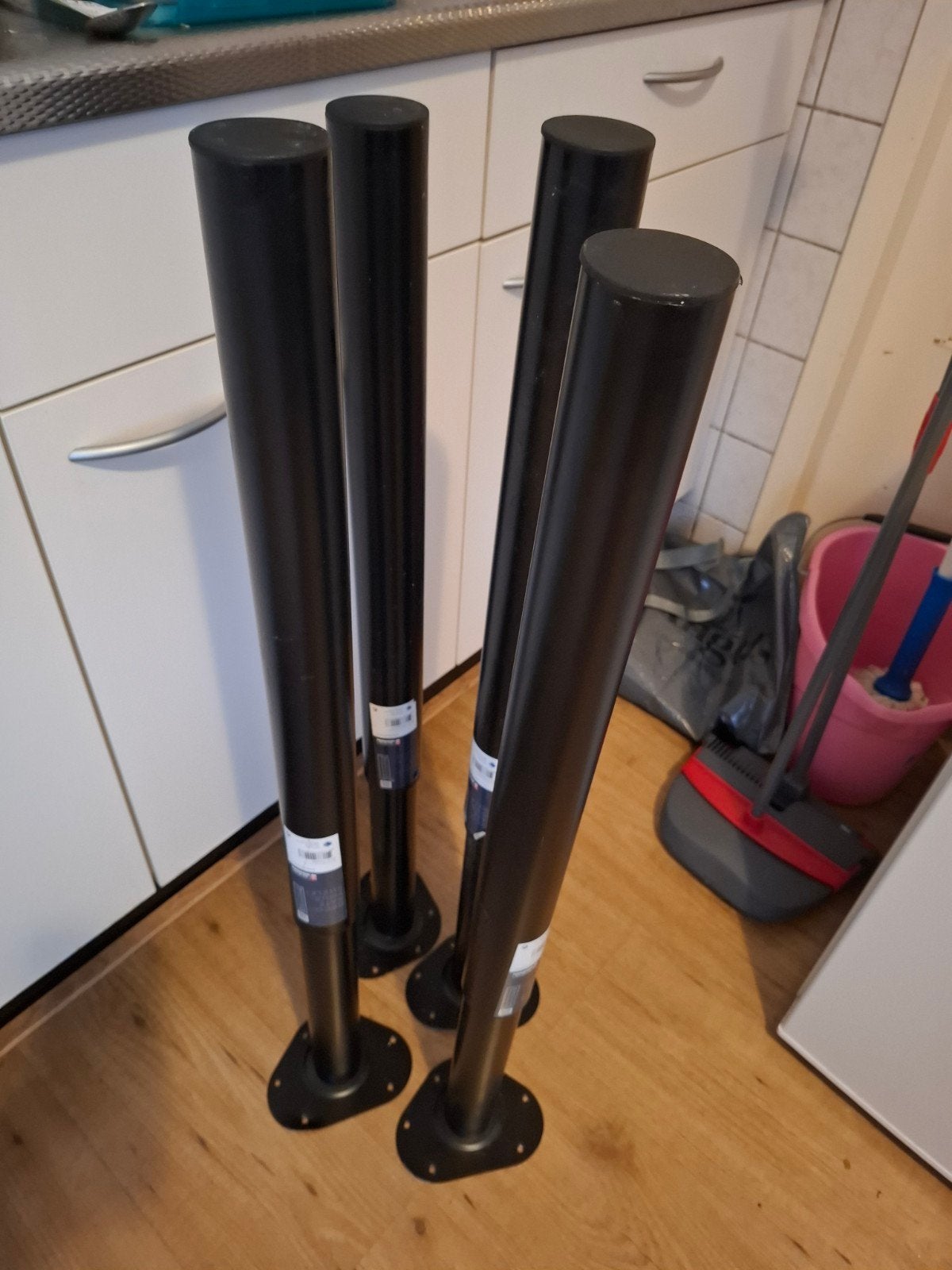 4 tafelpoten duraline zwart, Huis en Inrichting, Tafelonderdelen, Ophalen, Tafelpoot, Zo goed als nieuw, Metaal