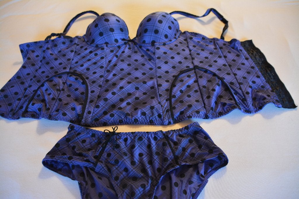 NIEUW | BH korset 75B & Slip maat M | Blauw met stippen, Ophalen of Verzenden, Blauw, BH