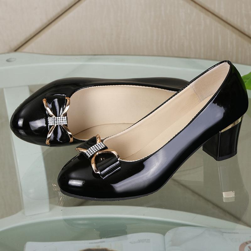 Zwarte lak pumps met strikje / dames vrouwen glimmende bling, Verzenden, Nieuw, Zwart, Pumps