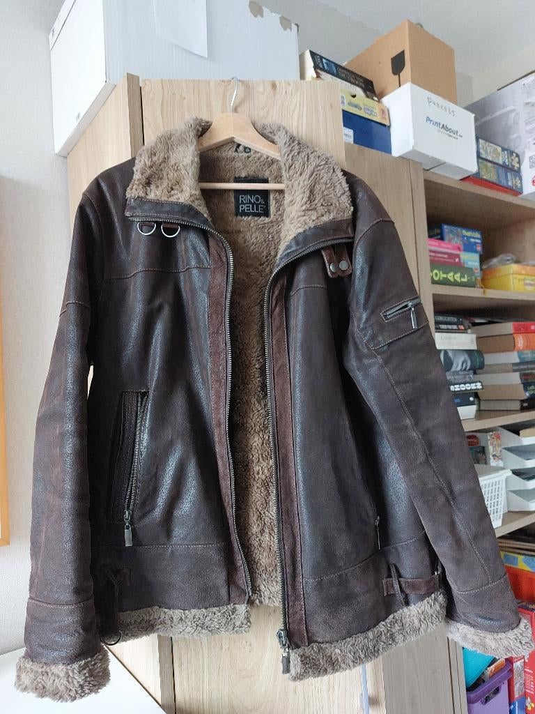 bruine korte warme gewatteerde heren jas, Ophalen, Bruin, Maat 46/48 (XL) of groter, Zo goed als nieuw