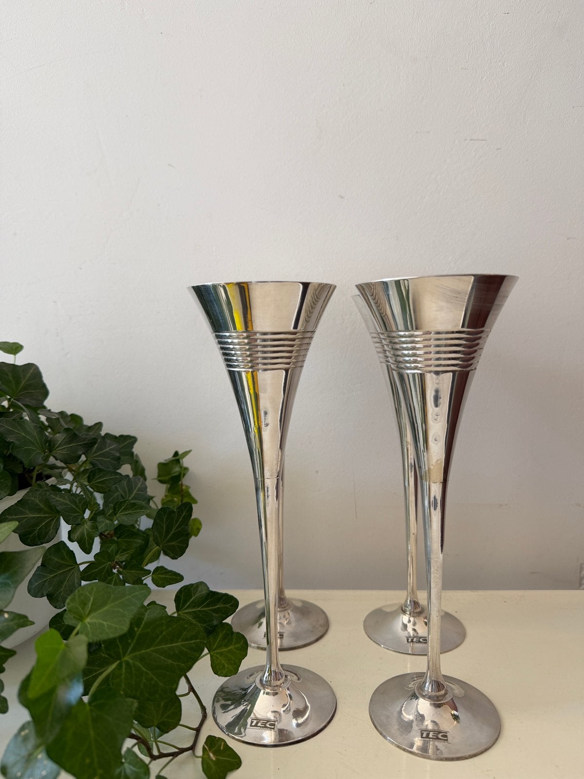 Verzilverde champagne flutes, Ophalen of Verzenden