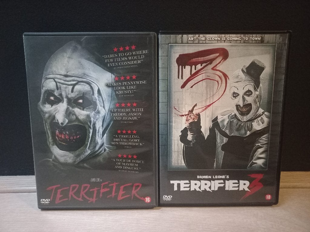 Terrifier (2016) + Terrifier 3 (2024) 2xDVD SET - HORROR, Engels, Alle leeftijden, Nederlands, Ophalen of Verzenden