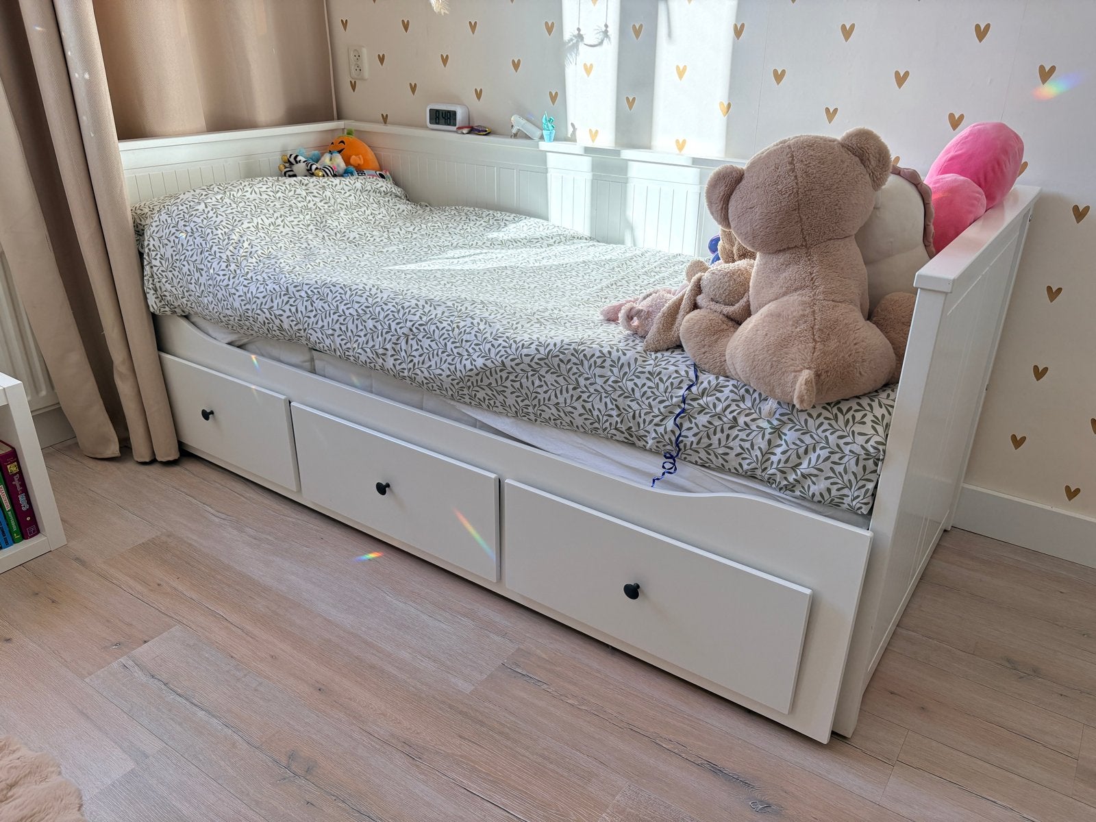 Wit uitschuifbaar bed met lades/bed (VANAF 20 AUGUSTUS), Ophalen, Eenpersoons, Wit, 80 cm