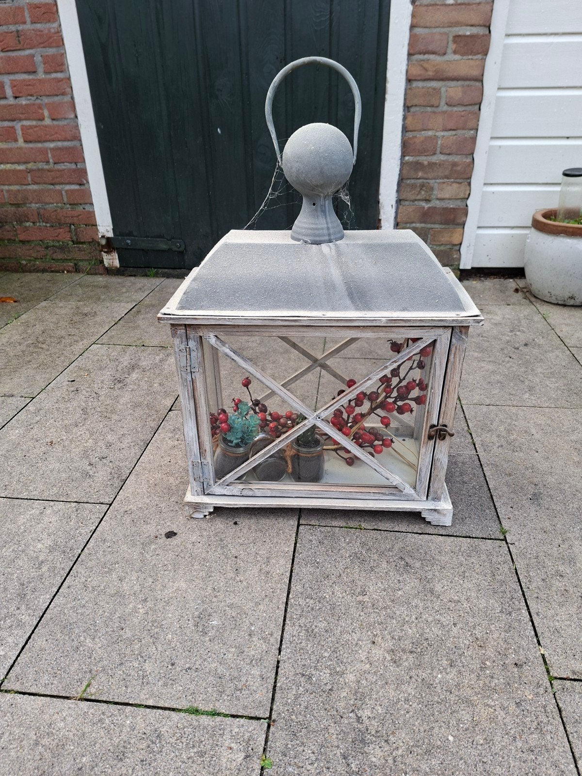 Decoratieve lantaarn met glazen panelen, Tuin en Terras, Ophalen, Gebruikt
