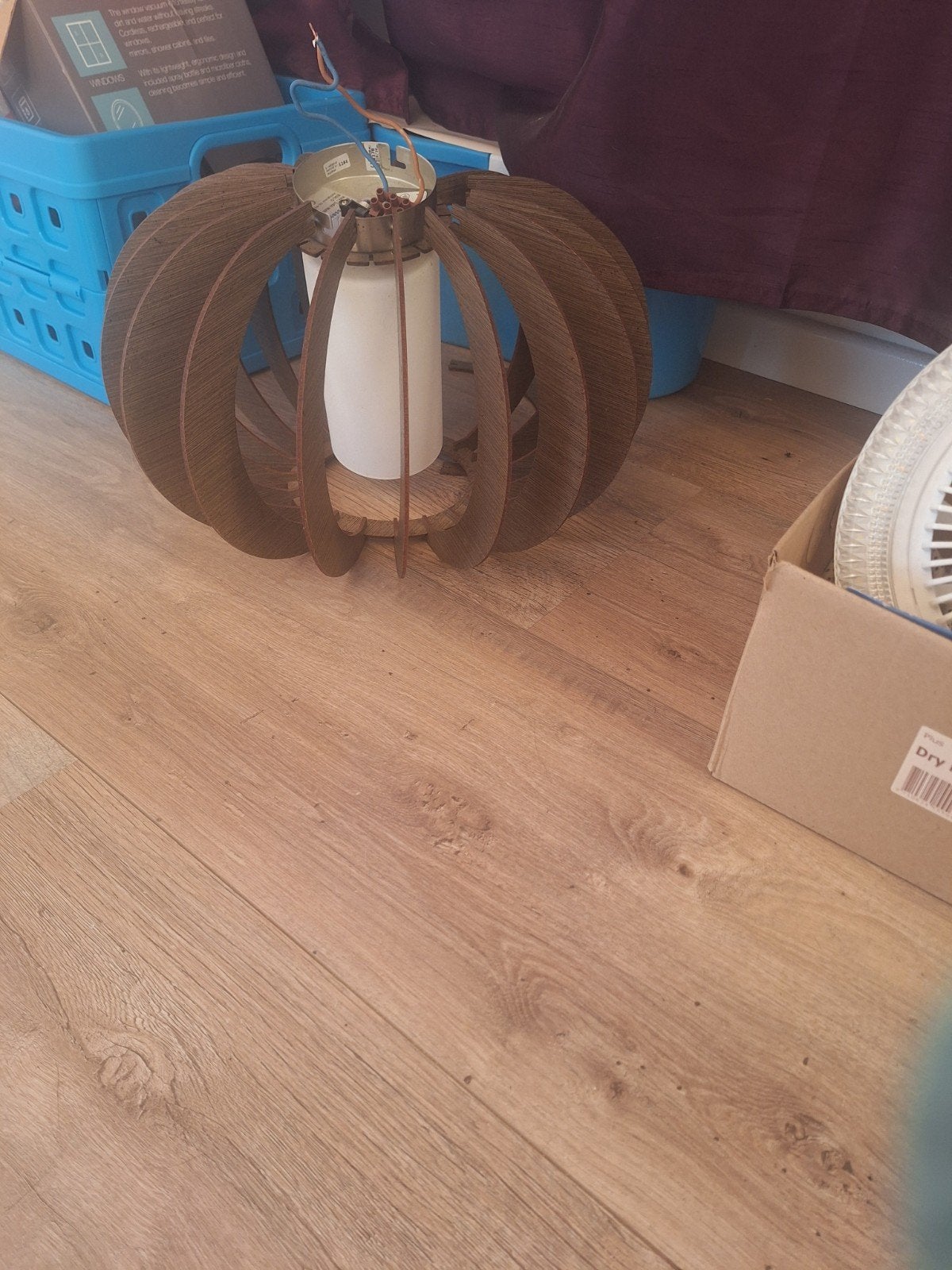 Houten plafond lamp, modern design, Huis en Inrichting, Ophalen, Gebruikt, Modern, Scandinavisch, E27 (groot)