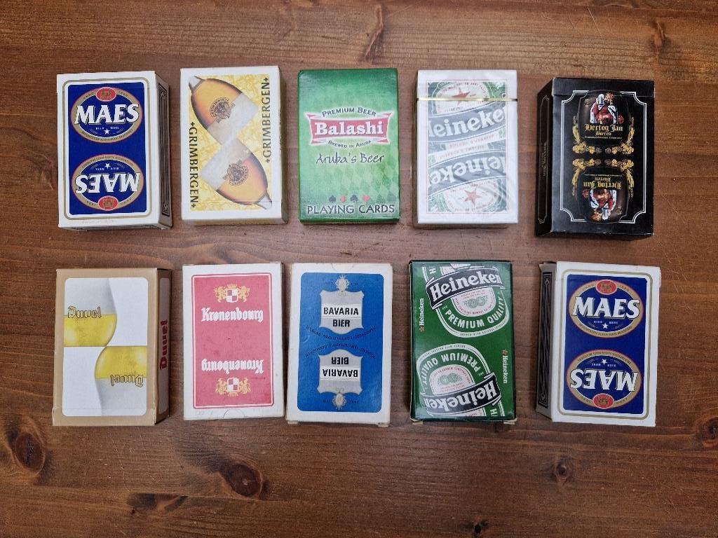 10 vintage bier-kaartspellen (o.a. Hertog Jan, Duvel), Ophalen of Verzenden, Zo goed als nieuw, Speelkaart(en)
