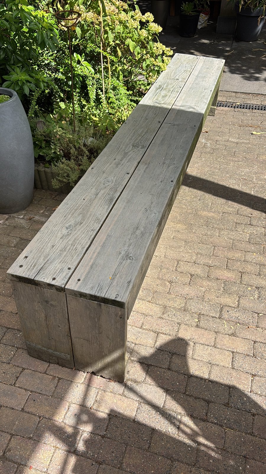 Robuuste houten tuinbank - Gebruikt, Tuin en Terras, Tuinbanken, Ophalen, Gebruikt, Hout