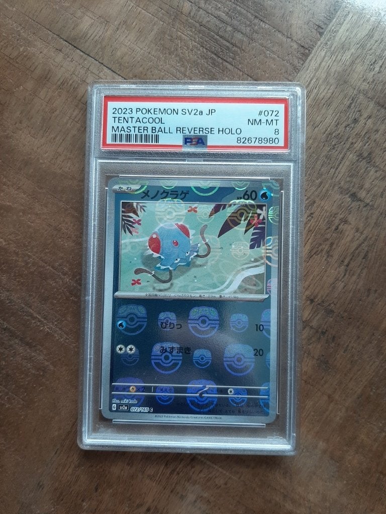 Tentacool #72, Masterball, PSA 8, Pokemon Japanse 151, Ophalen of Verzenden, Nieuw, Losse kaart, Foil