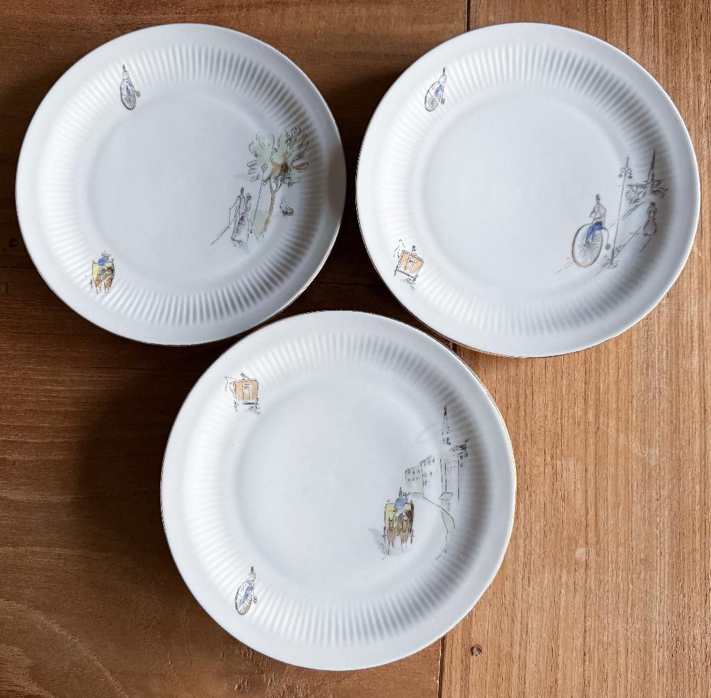 8 brocante gebaksbordjes bareuther bavaria, Antiek en Kunst, Ophalen of Verzenden