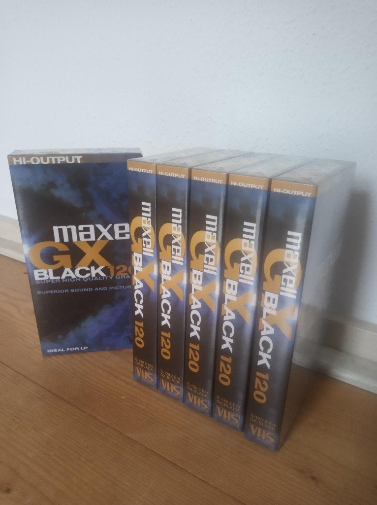 Maxell GX Black 120 VHS Videobanden 6 Stuks NIeuw Gesealed, Alle leeftijden, Ophalen of Verzenden, Nieuw in verpakking, Overige genres