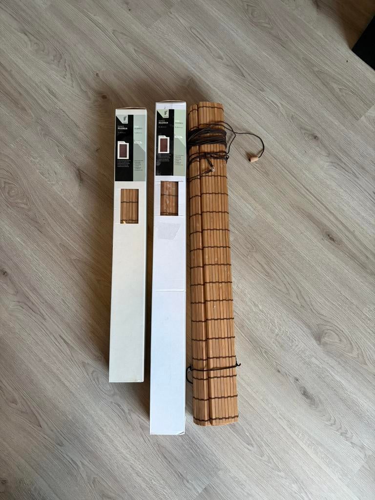 3 bamboe rolgordijnen, Huis en Inrichting, Stoffering | Gordijnen en Lamellen, Mediteriaans, Bruin, Nieuw, 150 tot 200 cm