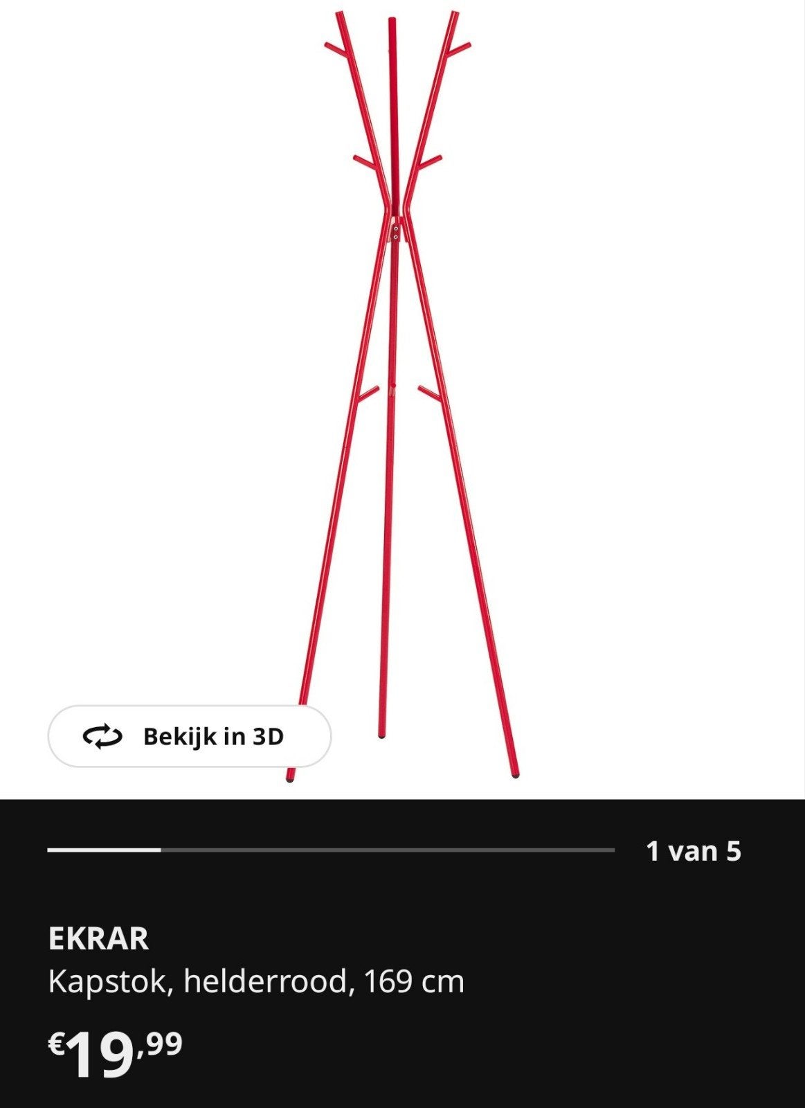 Gezocht: IKEA Ekrar Kapstok Helderrood, Ophalen of Verzenden, Zo goed als nieuw, Metaal, Staande kapstok