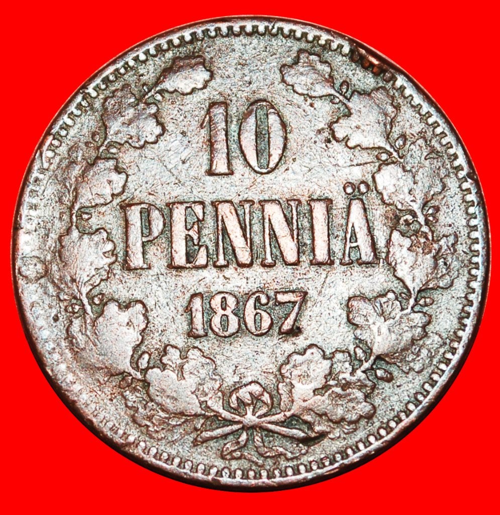 Ⰺ TYPE 1865-1876: FINLAND (russia, USSR) 10 PENCE 1867, Ophalen of Verzenden, Rusland, Losse munt
