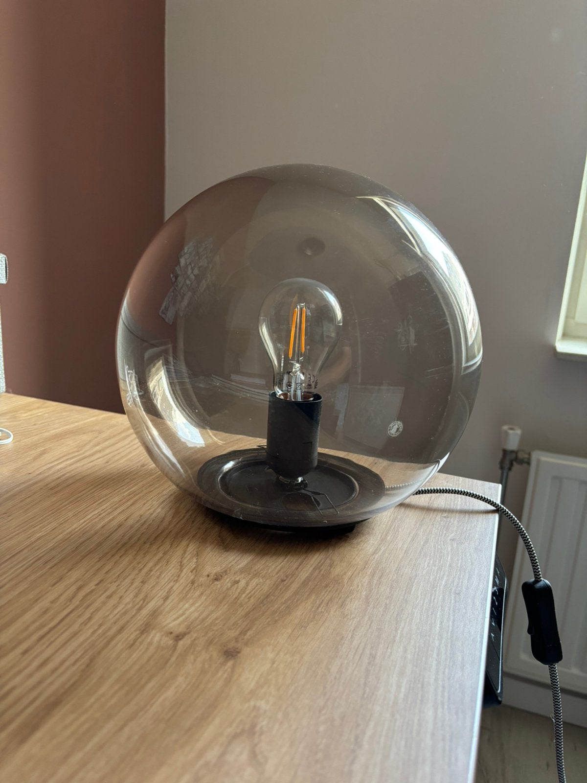 Tafel lamp - 23 cm (diameter) - Ikea, Ophalen, Gebruikt, Glas
