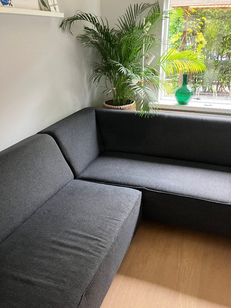 Hoekbankstel met Hocker poef, Ophalen, Strak modern, Gebruikt, 125 cm of meer