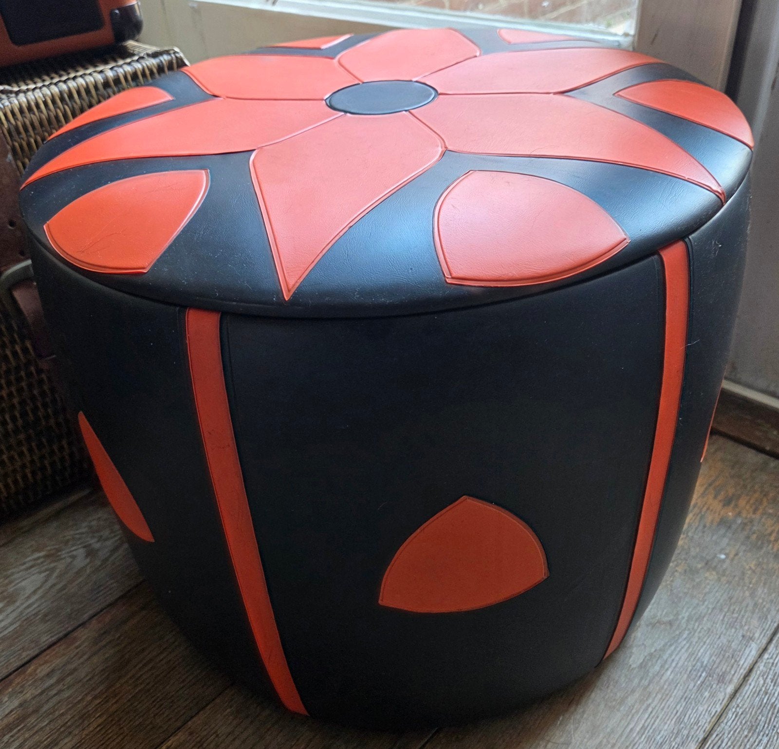 Vintage naaipoef uit de jaren 70 - Skaileer Oranje/Zwart, Verzenden