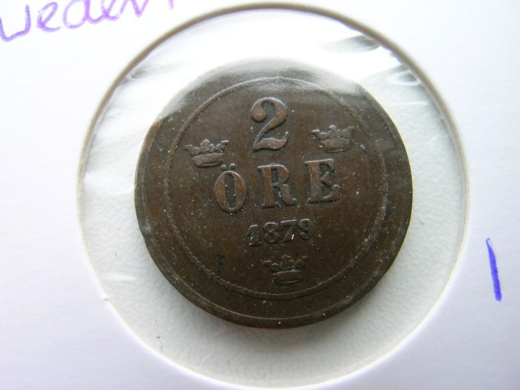 2 Ore 1879 Zweden, Postzegels en Munten, Ophalen of Verzenden, Overige landen, Losse munt