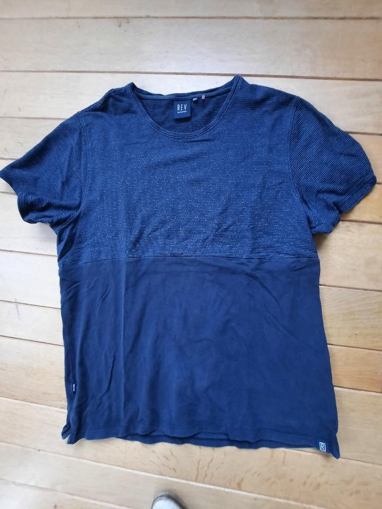 REV t-shirt blauw met streep maat 3XL, Blauw, Overige maten, Ophalen of Verzenden, Zo goed als nieuw