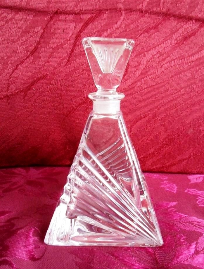 Parfumflesje van Kristal. Diagonale decoratie., Antiek en Kunst, Ophalen of Verzenden