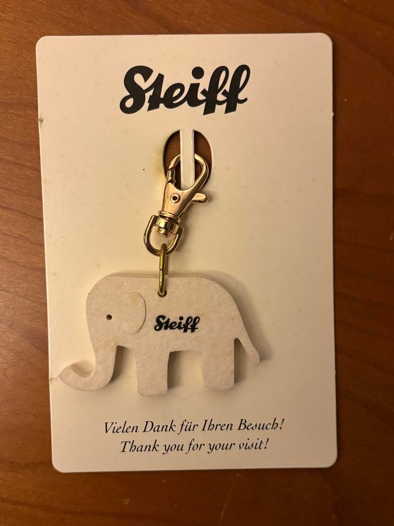 Steiff sleutelhanger vilt olifant op kaart, Verzamelen, Ophalen of Verzenden, Nieuw, Dier of Natuur