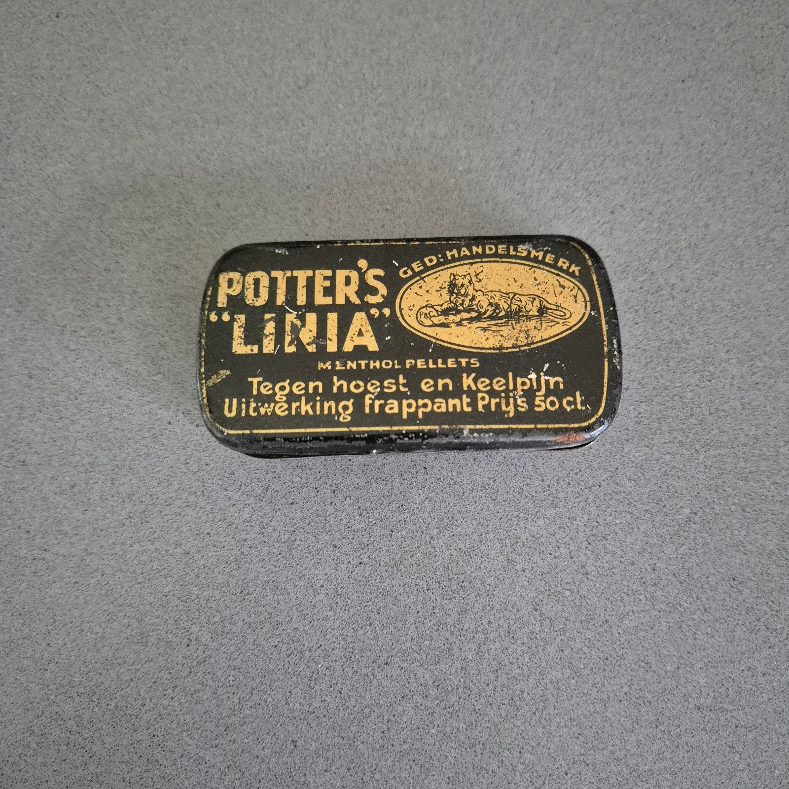 Antiek zakblikje Potter's "Linia" Menthol Pellets  Jaren 30, Ophalen of Verzenden