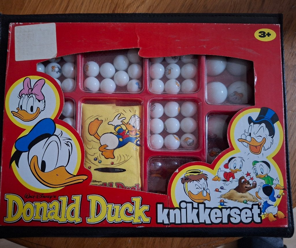 Vintage Donald Duck knikkerset. compleet en mooie staat., Verzamelen, Ophalen of Verzenden, Donald Duck, Gebruikt, Overige typen