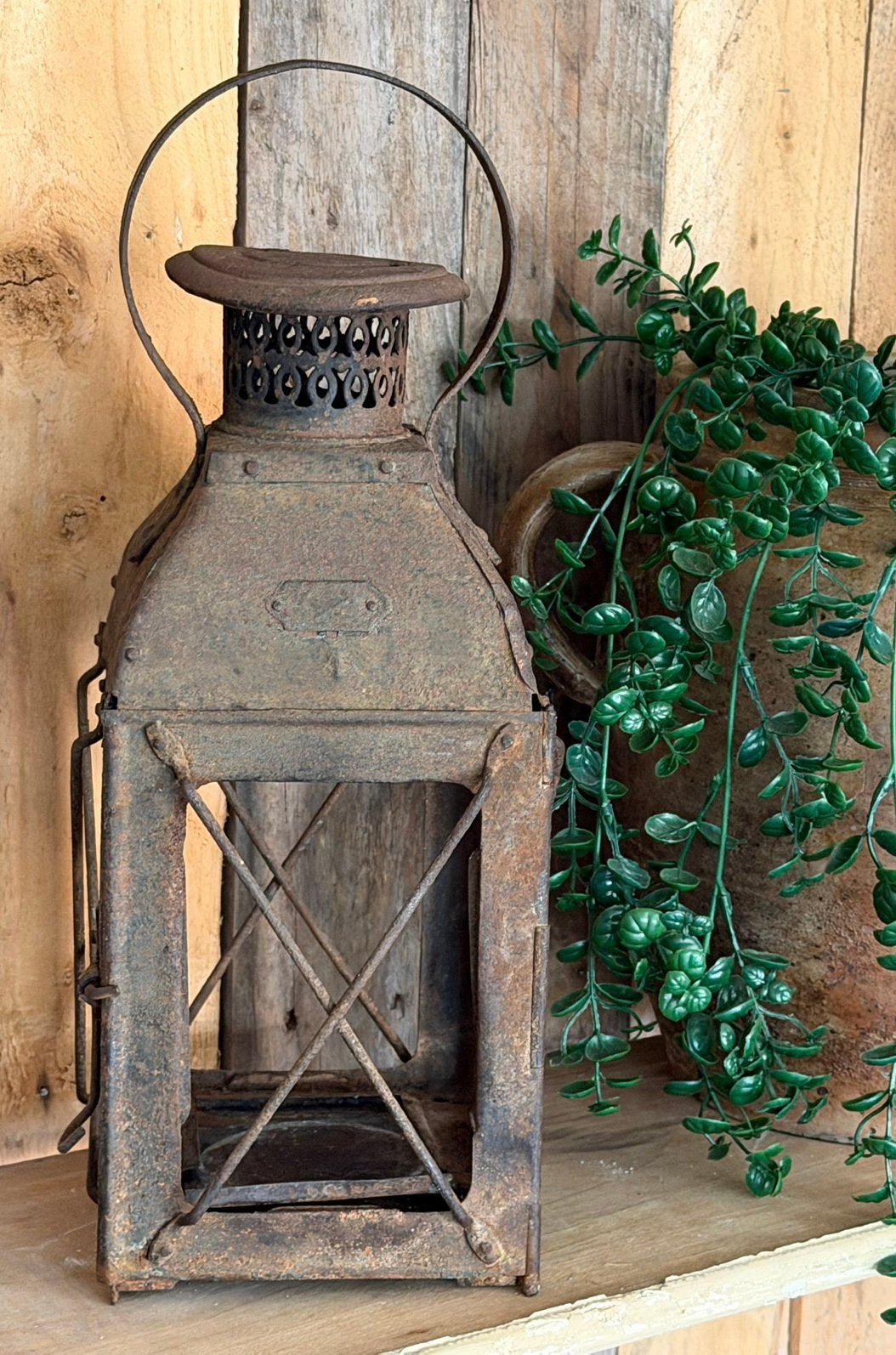 Brocante oude Franse lantaarn, Ophalen of Verzenden