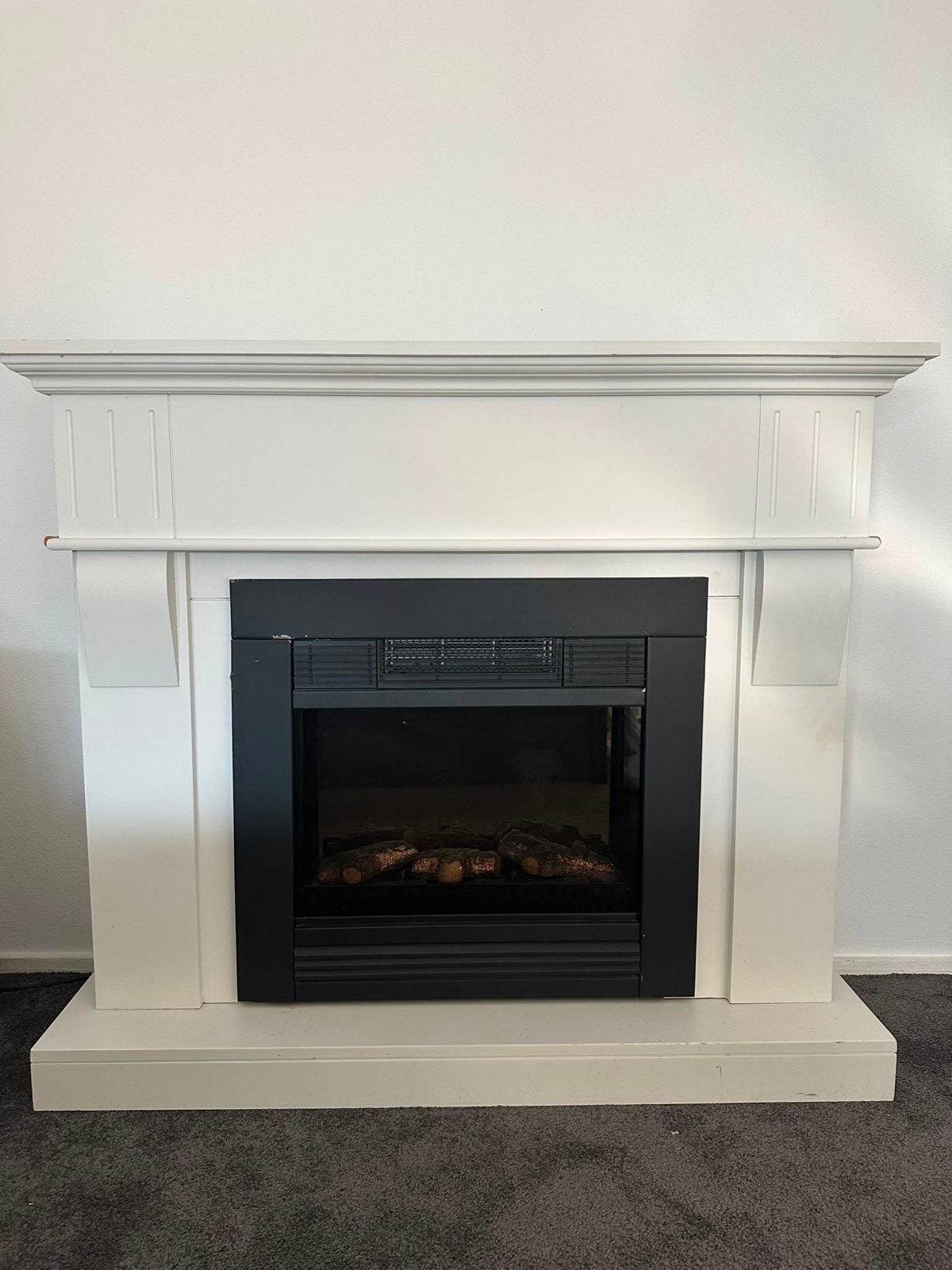 Sfeervolle elektrische haard met schouw - 101x118x34,5cm, Ophalen of Verzenden, Gebruikt, Vrijstaande haard, Elektrische haard