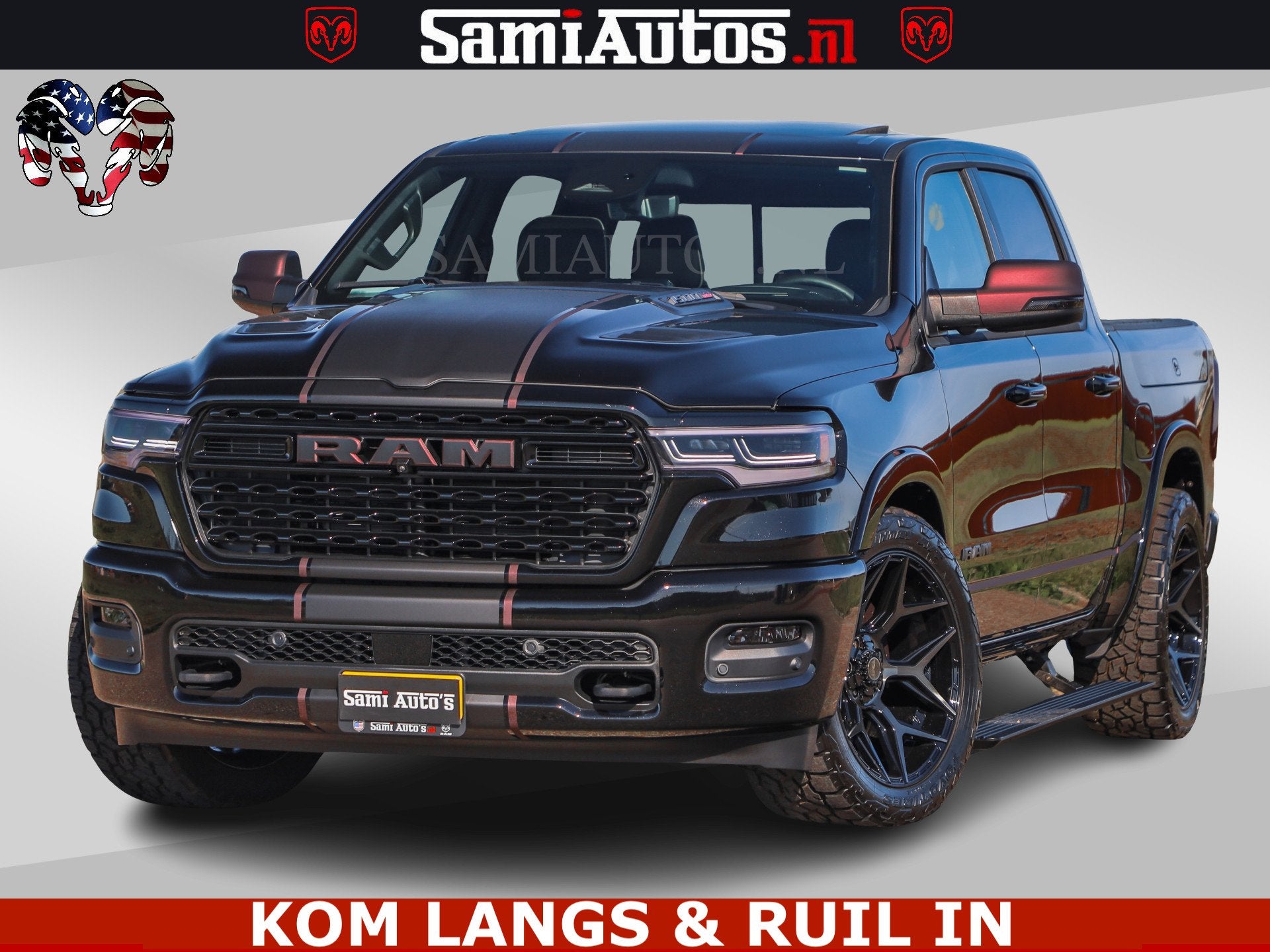 Dodge Ram Limited Night High Output 540HP 706Nm | Massage +, Automaat, Met garantie (alle), Zwart, Leder