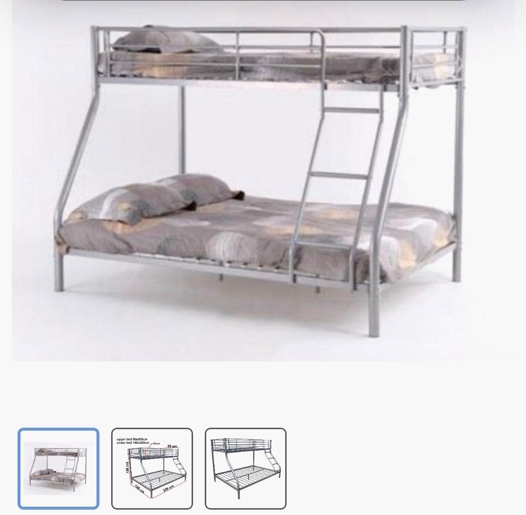 Stapelbed met tweepersoonsbed onder en eenpersoonsbed boven, Ophalen, Gebruikt