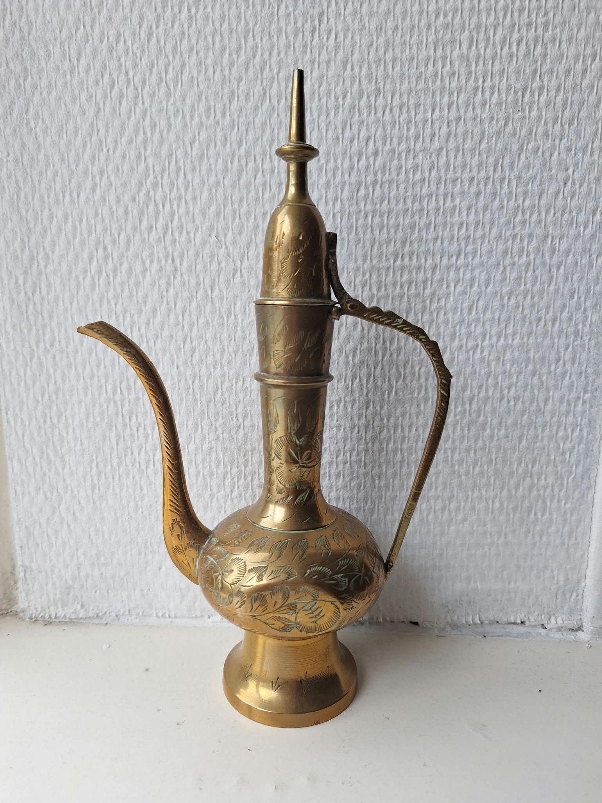 Vintage Koperen Oliekan met Gedetailleerde Gravering, Antiek en Kunst, Ophalen of Verzenden, Koper