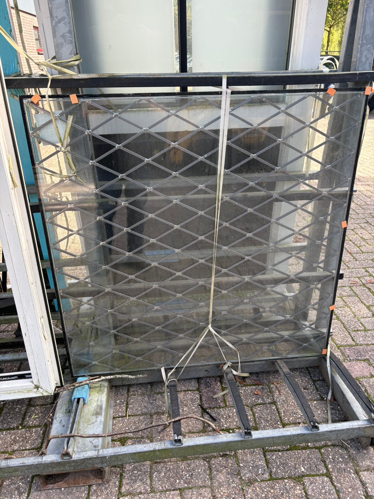 Glas in lood raam gebruikt, Doe-het-zelf en Verbouw, Glas en Ramen, Ophalen, Gevelraam of Ruit, Glas in lood, 80 tot 120 cm
