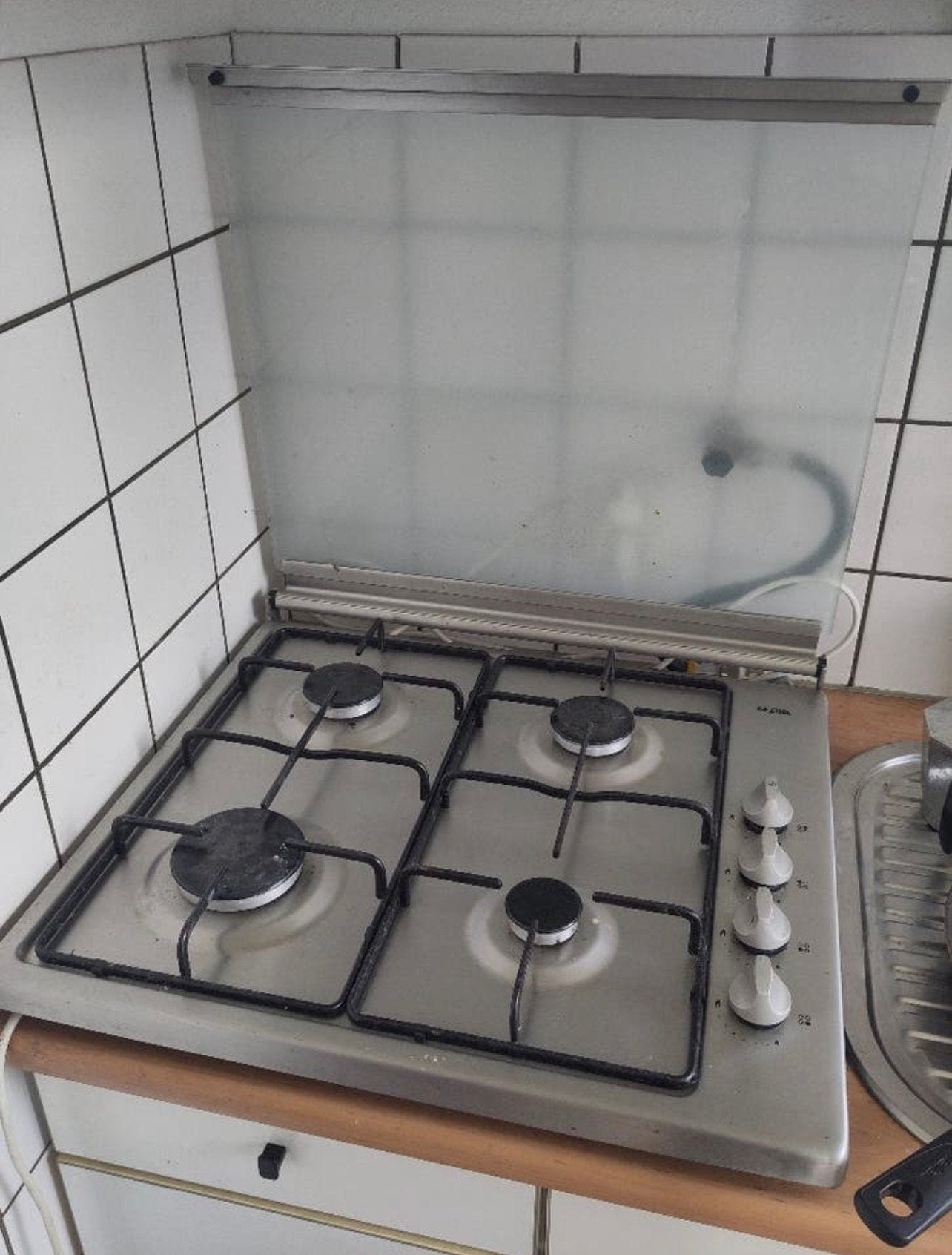 Rvs kookplaat, Witgoed en Apparatuur, Zo goed als nieuw, Gas, Vrijstaand, 4 kookzones