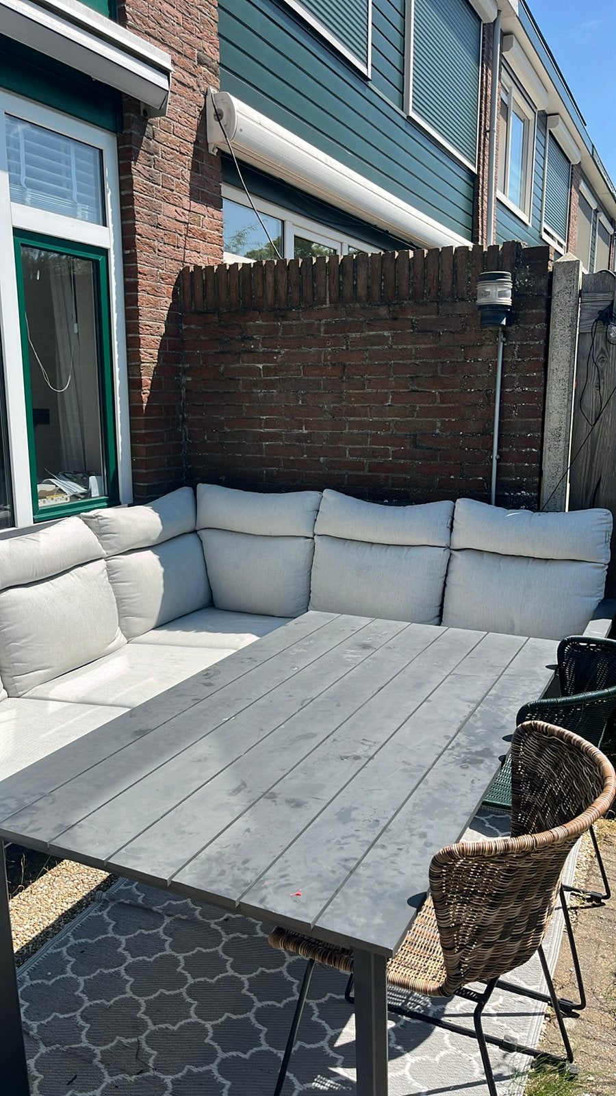 Lounge dining set, Tuin en Terras, Tuinsets en Loungesets, Gebruikt, Loungeset, Aluminium, 6 zitplaatsen, Bank, Eettafel, Stoel