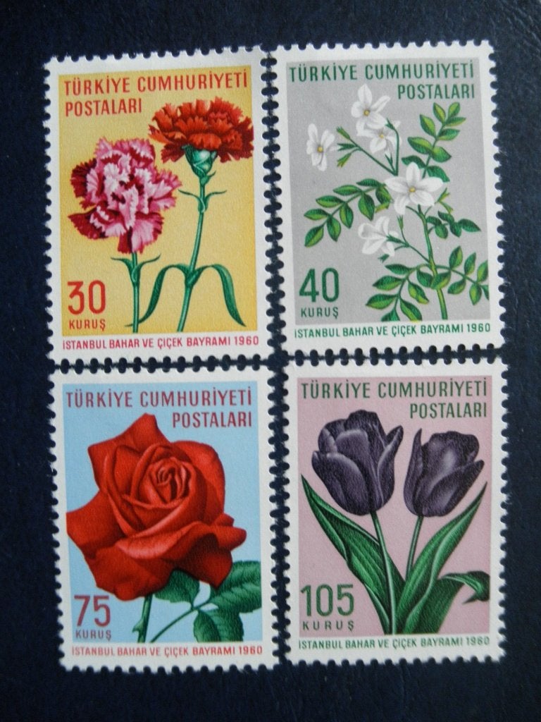 Postzegels bloemen Turkije 1960 - cw. 4,50 postfris., Ophalen of Verzenden, Postfris, Dier of Natuur