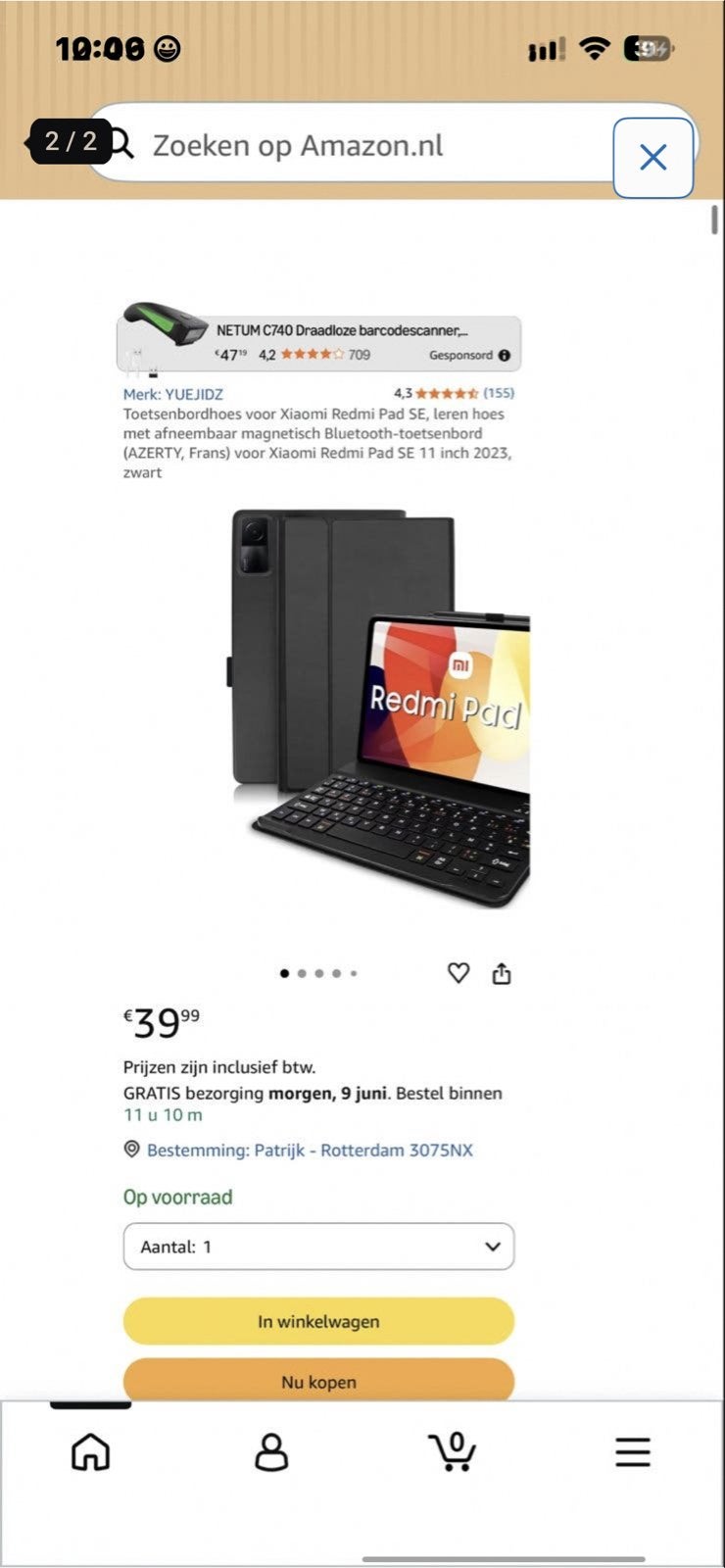 Toetsenbordhoes voor Xiaomi Redmi Pad SE, Spelcomputers en Games, Ophalen of Verzenden, Nieuw
