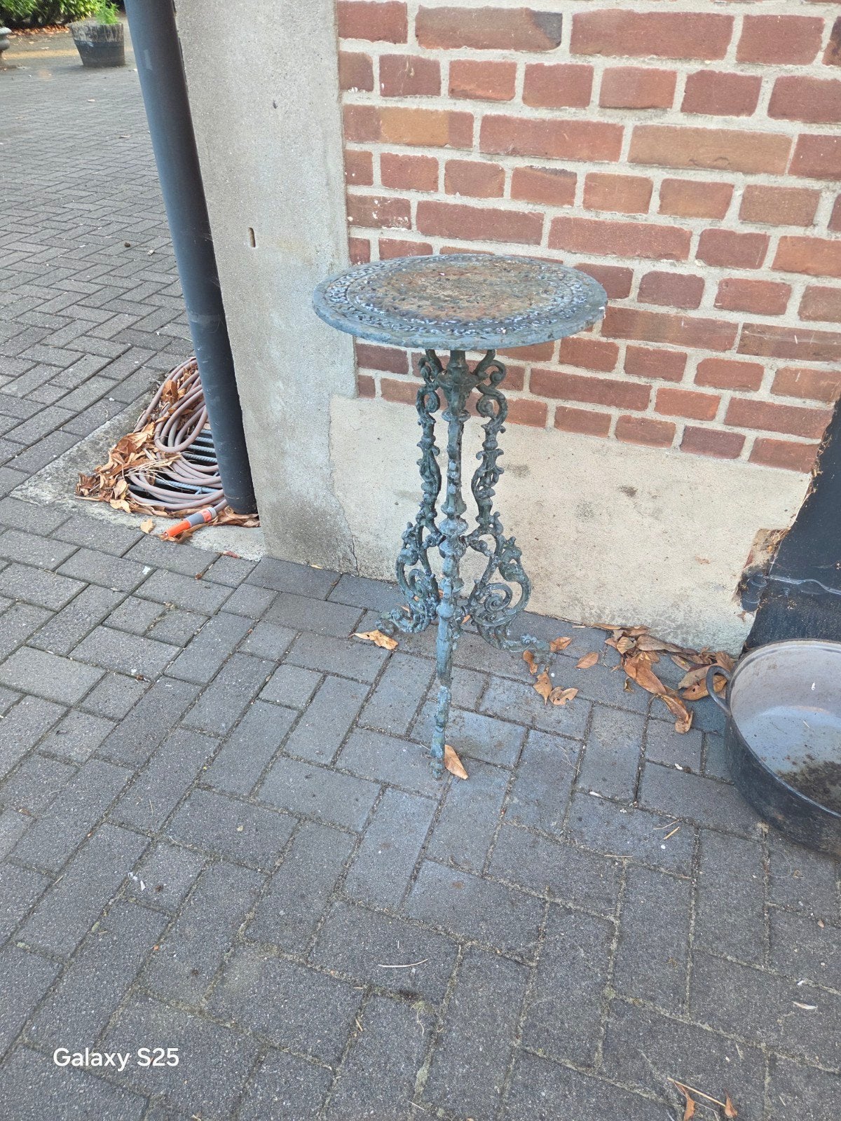 Antieke gietijzeren plantentafel/bijzettafel, Ophalen